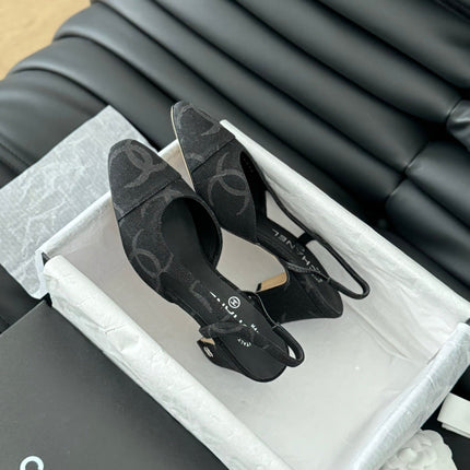 CLASSIC HIGH SLINGBACK BLACK CALFSKIN