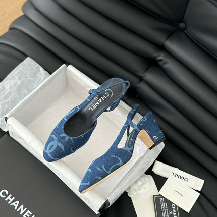 CLASSIC HIGH SLINGBACK NAVY BLUE CALFSKIN