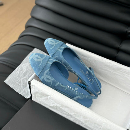 CLASSIC SLINGBACK CERULEAN BLUE CALFSKIN
