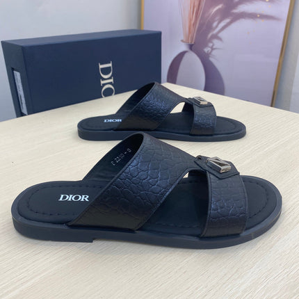 CD ALIDAS CROSS SNAKE MOTIF SANDAL BLACK CALFSKIN