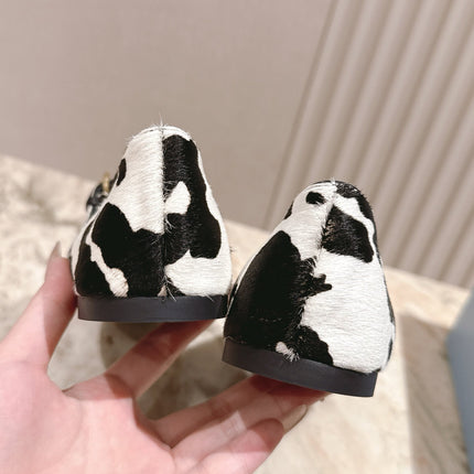 PRADA 25S CRYSTAL EMBELLISHED BALLERINA IN WHITE AND BLACK FUR