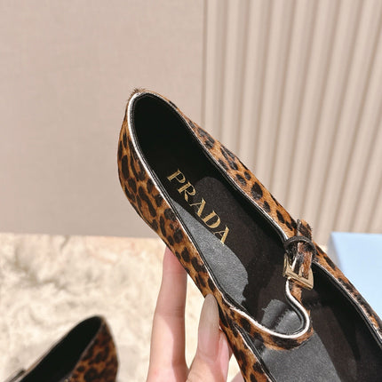 PRADA BALLERINA FLATS IN LEOPARD PRINT LAMBSKIN