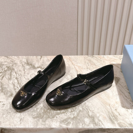 PRADA 25S BALLERINAS IN BLACK CALFSKIN GLOSSY