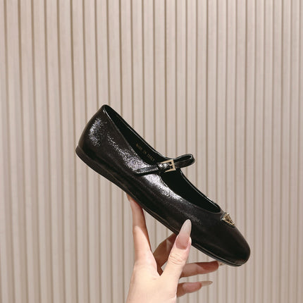 PRADA 25S BALLERINAS IN BLACK CALFSKIN GLOSSY