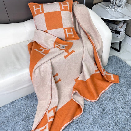 AVALON THROW BLANKET 170 CM IN TIGER ORANGE CASHMERE 294474
