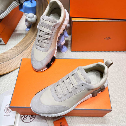 BOUNCING SNEAKER IN PALE GRAY SUEDE AND CALFSKIN