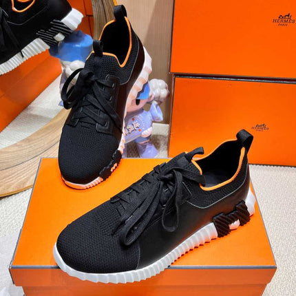 DEPART SLIP-ON SNEAKER IN BLACK MIX WHITE KNIT AND CALFSKIN