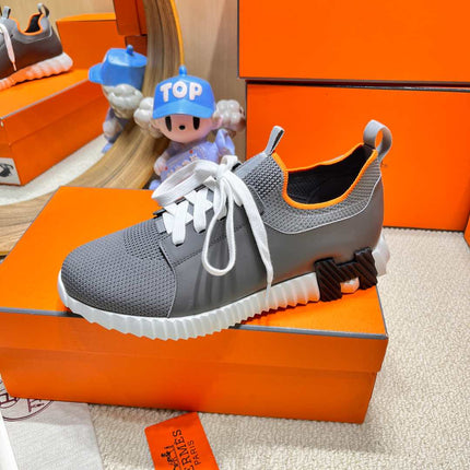 DEPART SLIP-ON SNEAKER IN MOUSE GRAY KNIT AND CALFSKIN