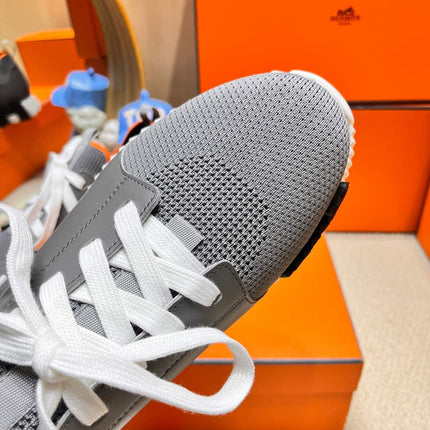 DEPART SLIP-ON SNEAKER IN MOUSE GRAY KNIT AND CALFSKIN