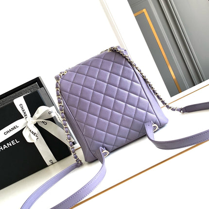 CHANEL 25S BACKPACK 21 CM IN PURPLE LAMBSKIN