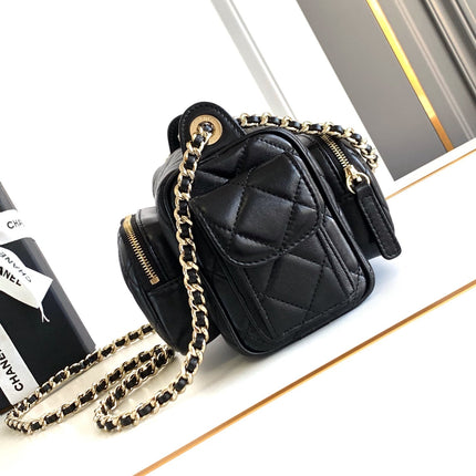 CHANEL 25S CAMERA BAG 23 IN BLACK LAMBSKIN WITH GOLD HARDWARE