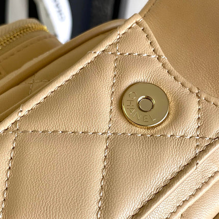 CHANEL 25S CAMERA BAG 23 IN BEIGE LAMBSKIN WITH GOLD HARDWARE
