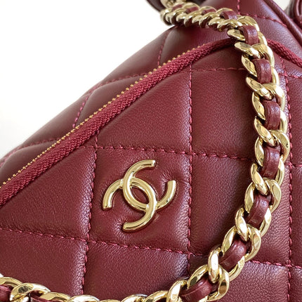 CHANEL 25S CAMERA BAG 23 IN DARK RED LAMBSKIN WITH GOLD HARDWARE