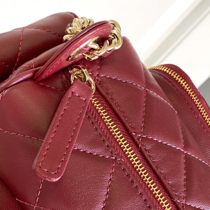 CHANEL 25S CAMERA BAG 23 IN DARK RED LAMBSKIN WITH GOLD HARDWARE