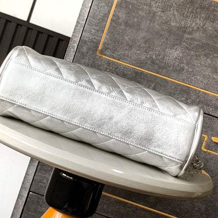 CHANEL 25S HOBO BAG 30 CM IN SILVER LAMBSKIN