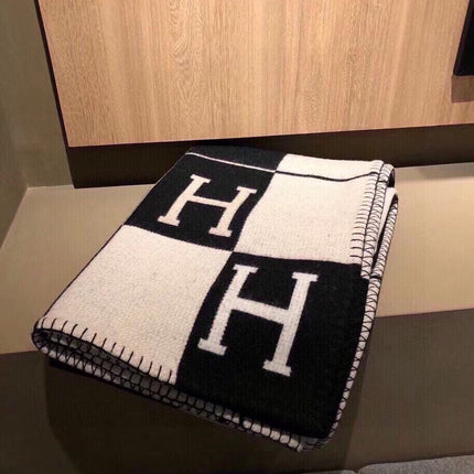 AVALON III THROW BLANKET 175 CM IN BLACK WOOL AND CASHMERE 351744