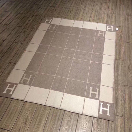 AVALON III THROW BLANKET 175 CM IN KHAKI BROWN WOOL AND CASHMERE 351745