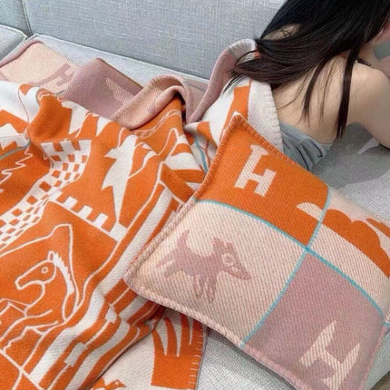 AVALON EPOPEE BLANKET 140 CM IN SPANISH ORANGE WOOL AND CASHMERE 415187