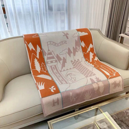 AVALON EPOPEE BLANKET 140 CM IN SPANISH ORANGE WOOL AND CASHMERE 415187