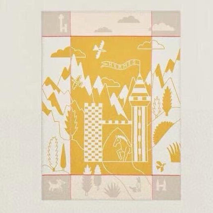 AVALON EPOPEE BLANKET 140 CM IN HONEY YELLOW WOOL AND CASHMERE 415189