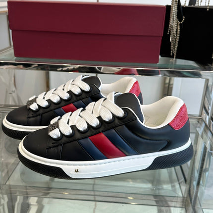 GG ACE SNEAKER IN BLACK SHEEPSKIN