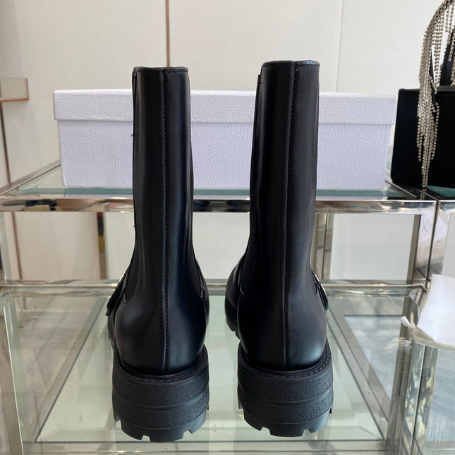 DIOR 25S D-QUEST ANKLE BOOT 35MM IN BLACK CALFSKIN GOLD HARDWARE