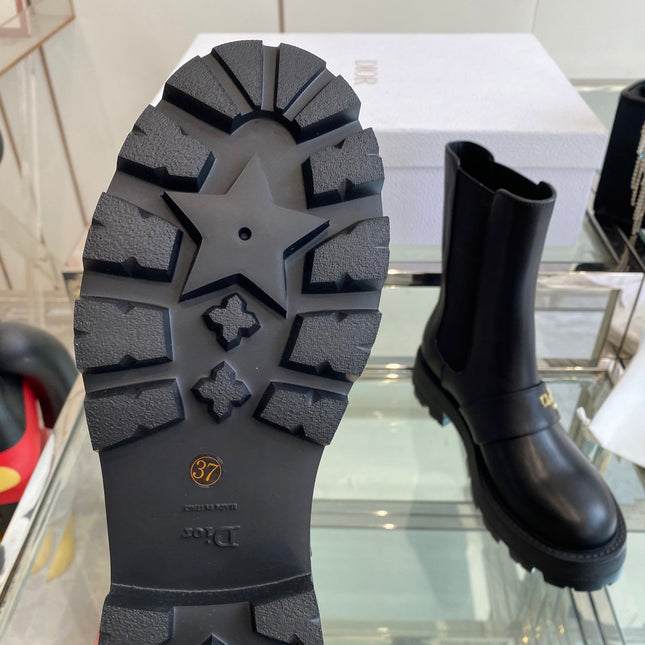 DIOR 25S D-QUEST ANKLE BOOT 35MM IN BLACK CALFSKIN GOLD HARDWARE