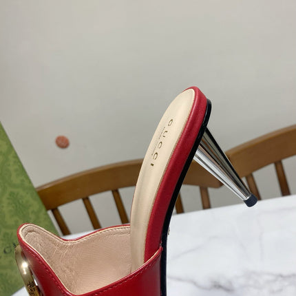 GG HIGH HEELS BLONDIE 75 IN RED LAMBSKIN WITH GOLD HARDWARE