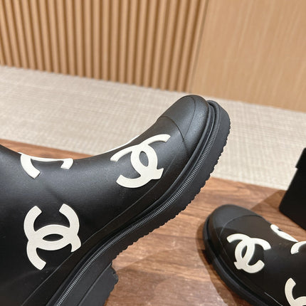 CC RAIN BOOTS BLACK TPU WITH WHITE LOGO