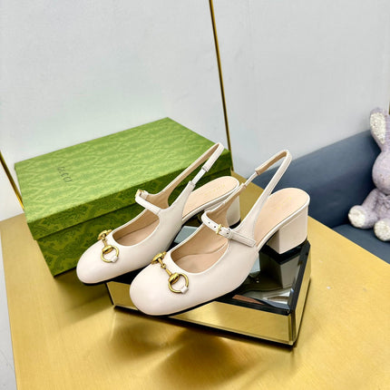 HORSEBIT PUMP IN WHITE SHEEPSKIN