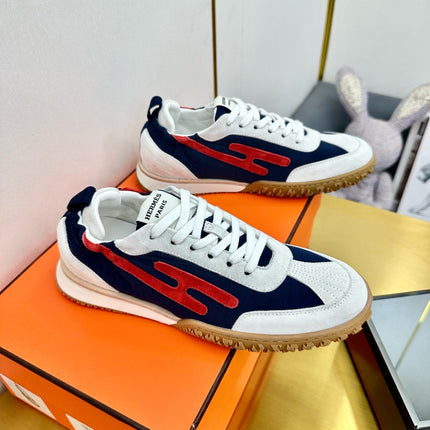 JET SNEAKER IN WHITE MIX NAVY BLUE SUEDE
