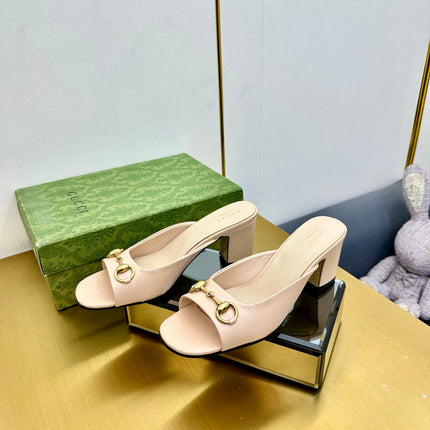 GG HIGH HEELS 55 IN LIGHT BEIGE CALFSKIN WITH GOLD HARDWARE