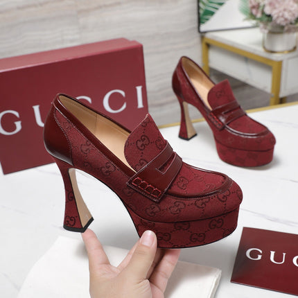 GG CLASSIC HIGH HEELS 110 IN DARK RED WITH LOGO PRINT