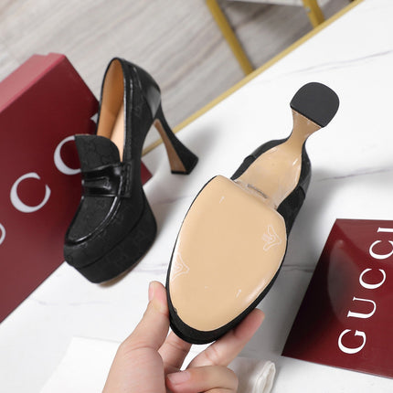 GG CLASSIC HIGH HEELS 110 IN BLACK WITH LOGO PRINT