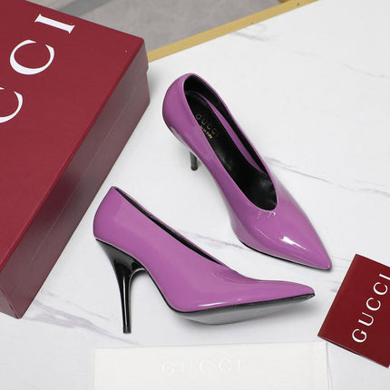 GG CLASSIC HIGH HEEL 105 IN PURPLE LAMBSKIN