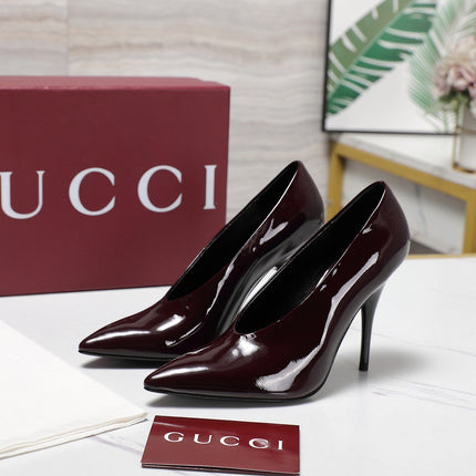 GG CLASSIC HIGH HEEL 105 IN DEEP WINE LAMBSKIN