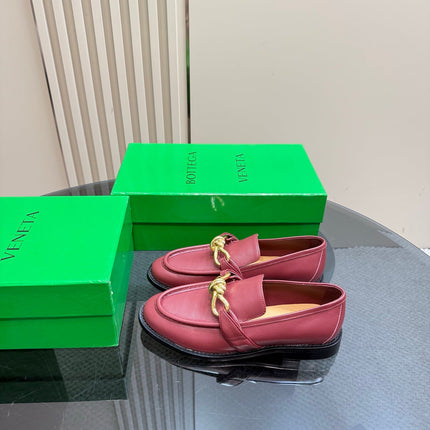 ASTAIRE LOAFER IN BERRY RED CALFSKIN WITH GOLD HARDWARE