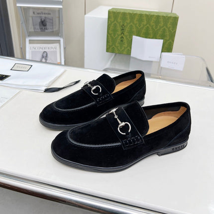 LOAFERS WITH SILVER HARDWARE IN BLACK SUEDE