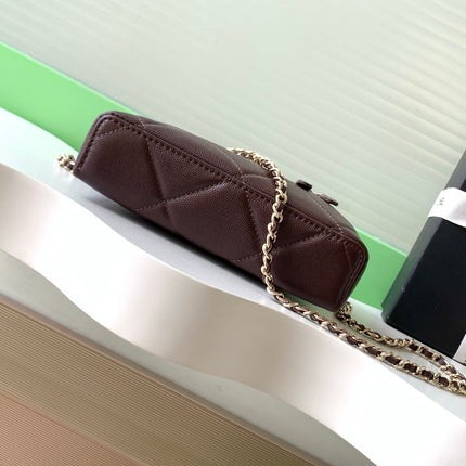 CHANEL 25S VANITY BAG 19.5 CM IN BURGUNDY BROWN LAMBSKIN