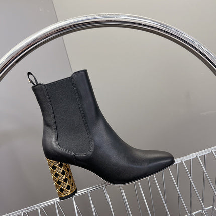 ICON HEELED ANKLE BOOT BLACK CALFSKIN 8 CM