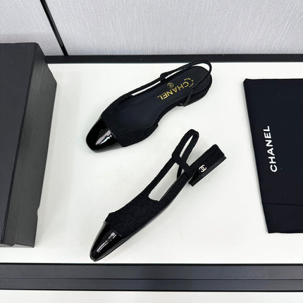 SLINGBACK BLACK TWEED AND CALFSKIN