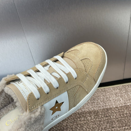 STAR SNEAKER IN CAMEL BEIGE SUEDE AND SHEARLING