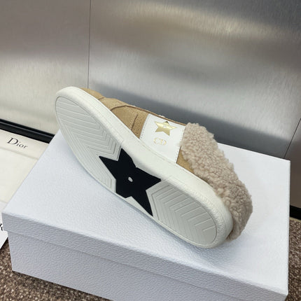 STAR SNEAKER IN CAMEL BEIGE SUEDE AND SHEARLING