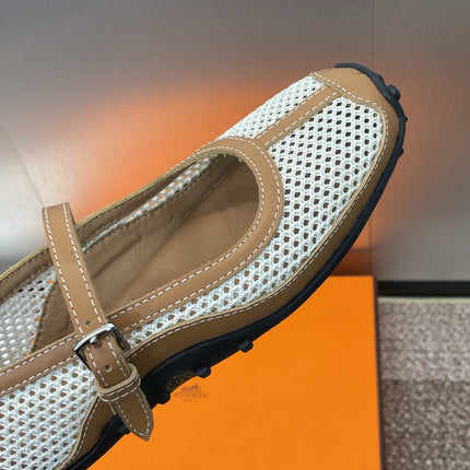 KICHU BALLET FLAT IN BRONZE BROWN CROCHET KNIT AND CALFSKIN