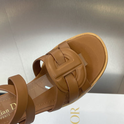 D-CLUB HIGH HEEL SLIDE 25S 55MM IN BROWN CALFSKIN
