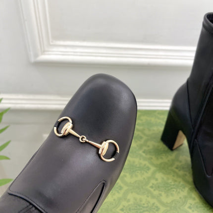 HORSEBIT ANKLE BOOTS 9.5CM IN BLACK SHEEPSKIN