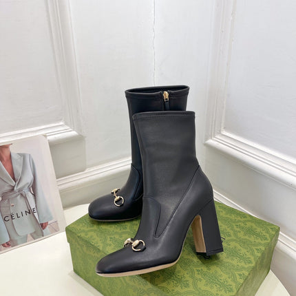 HORSEBIT ANKLE BOOTS 9.5CM IN BLACK SHEEPSKIN