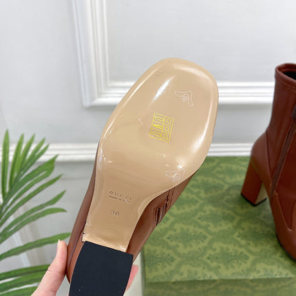 HORSEBIT ANKLE BOOTS 9.5CM IN CINNAMON BROWN SHEEPSKIN