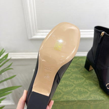 HORSEBIT ANKLE BOOTS 6.5CM IN BLACK SHEEPSKIN