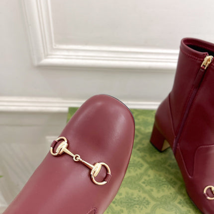 HORSEBIT ANKLE BOOTS 6.5CM IN BURGUNDY RED SHEEPSKIN